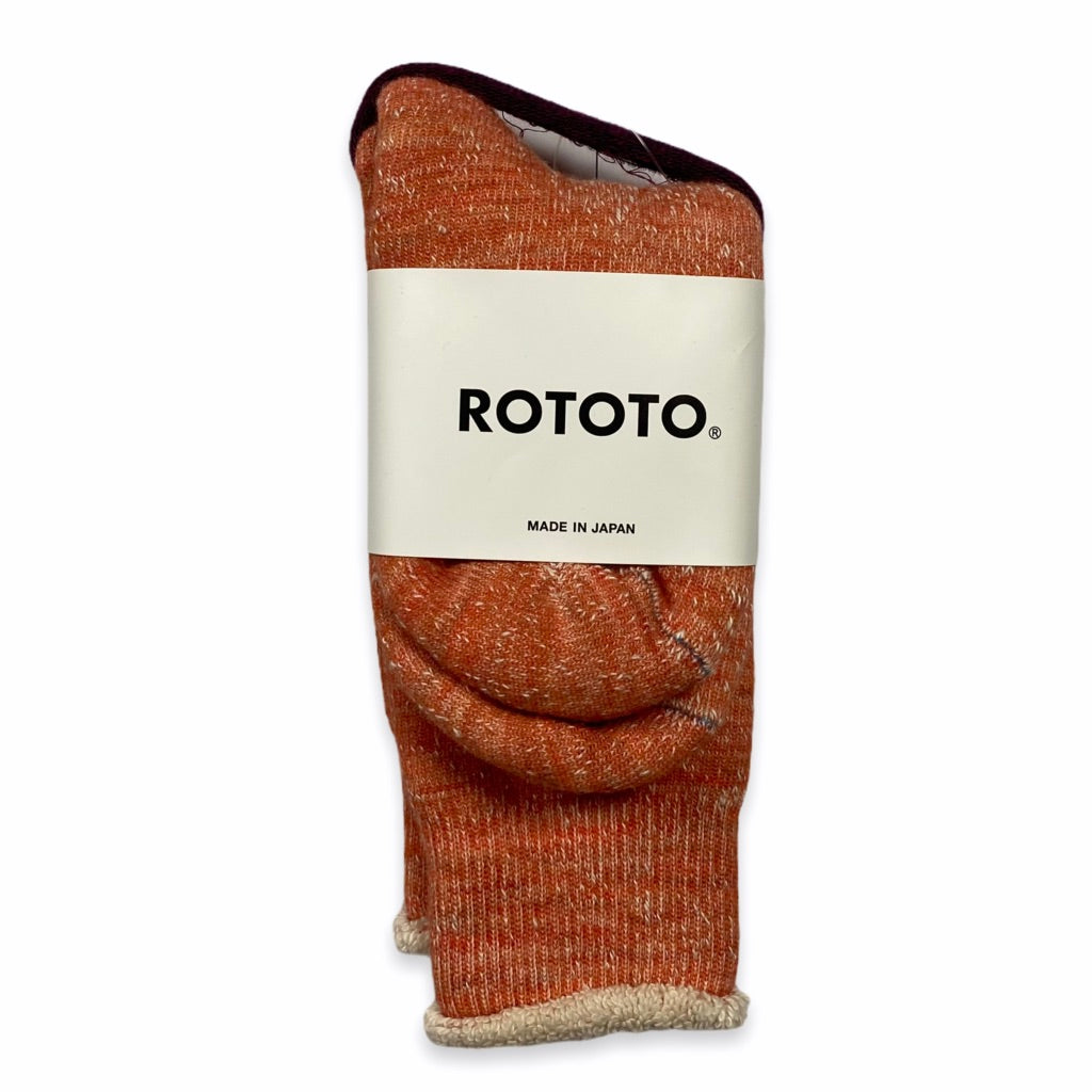 RoToTo - Double Face Crew Socks (Orange)