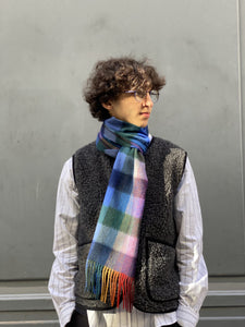 Alan Paine - Fritham Wool Scarf (Blue Check)