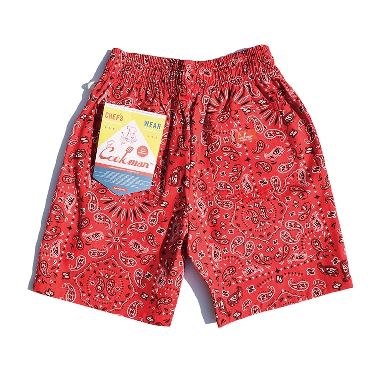 Cookman - Chef Short Pants Paisley (Red)