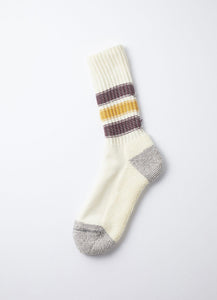 RoToTo - Coarse Ribbed Oldschool Crew Socks (Navy / D.Red)