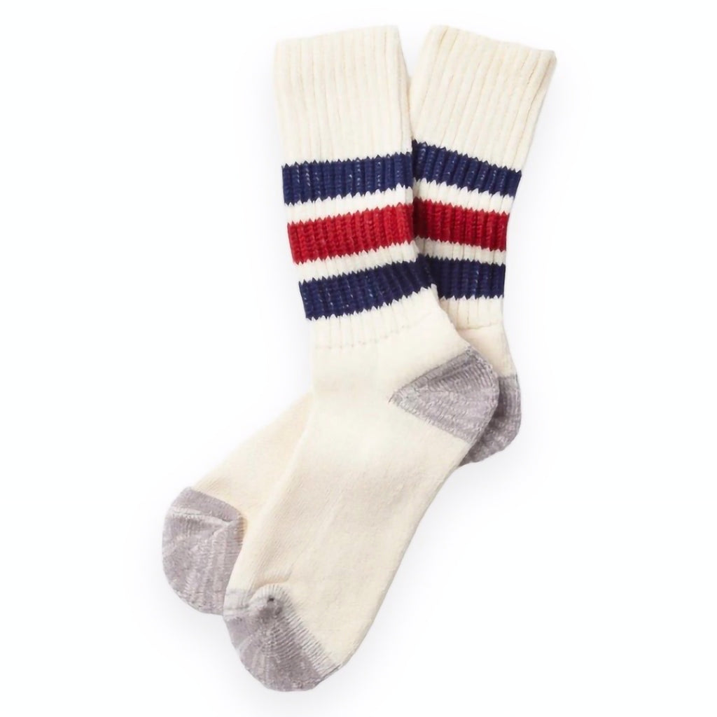RoToTo - Coarse Ribbed Oldschool Crew Socks (Navy / D.Red)